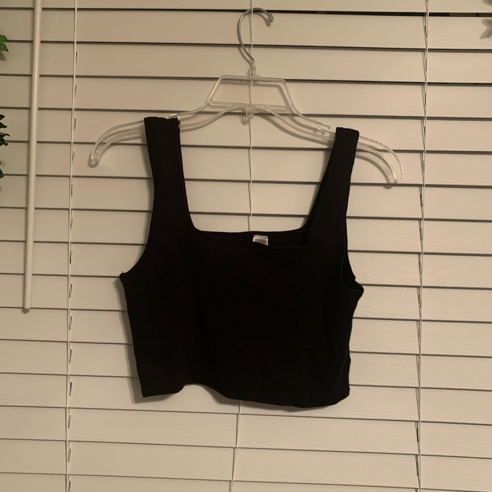 H&M black square neck crop top